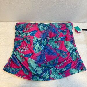 Oasis Pink and Blue Tropical Swim top with removable straps